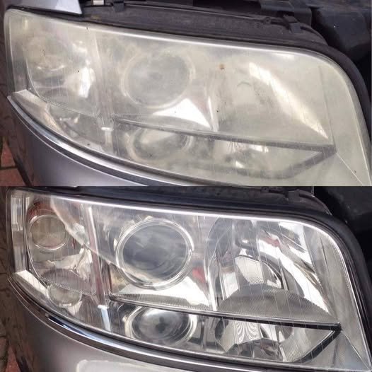Audi A4 headlight restoration before and after photo by Essex Headlight Restoration